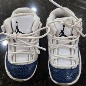 Jordan Kids White and Navy Sneakers